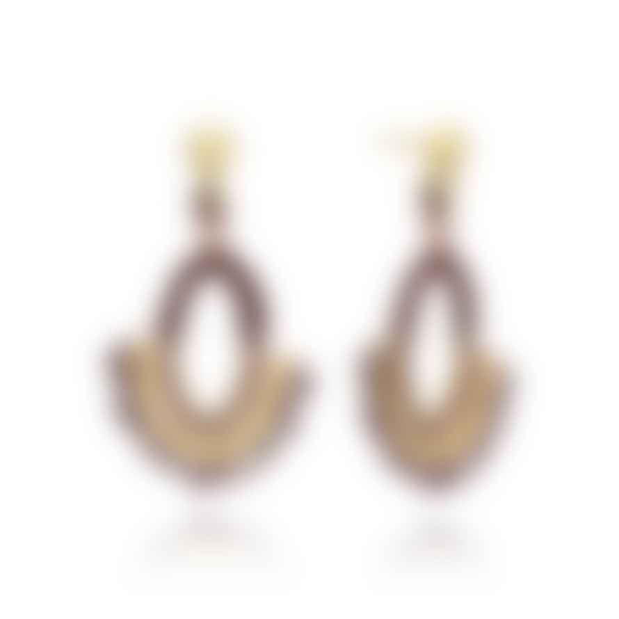 Azuni Kogi Oval Hoop Crochet Bead Earrings In Burgundy and Lilac