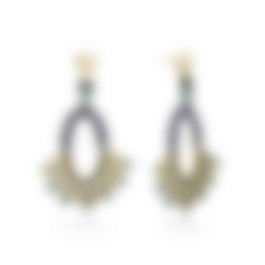 Azuni Kogi Oval Hoop Crochet Bead Earrings In Tulum