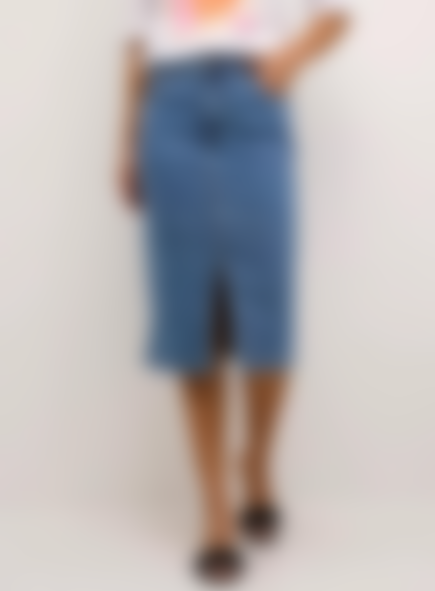 KAFFE Barbeth Denim Skirt In Light Blue Washed Denim From