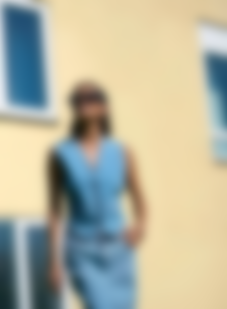 KAFFE Babeth Denim Vest In Light Blue Washed Denim From
