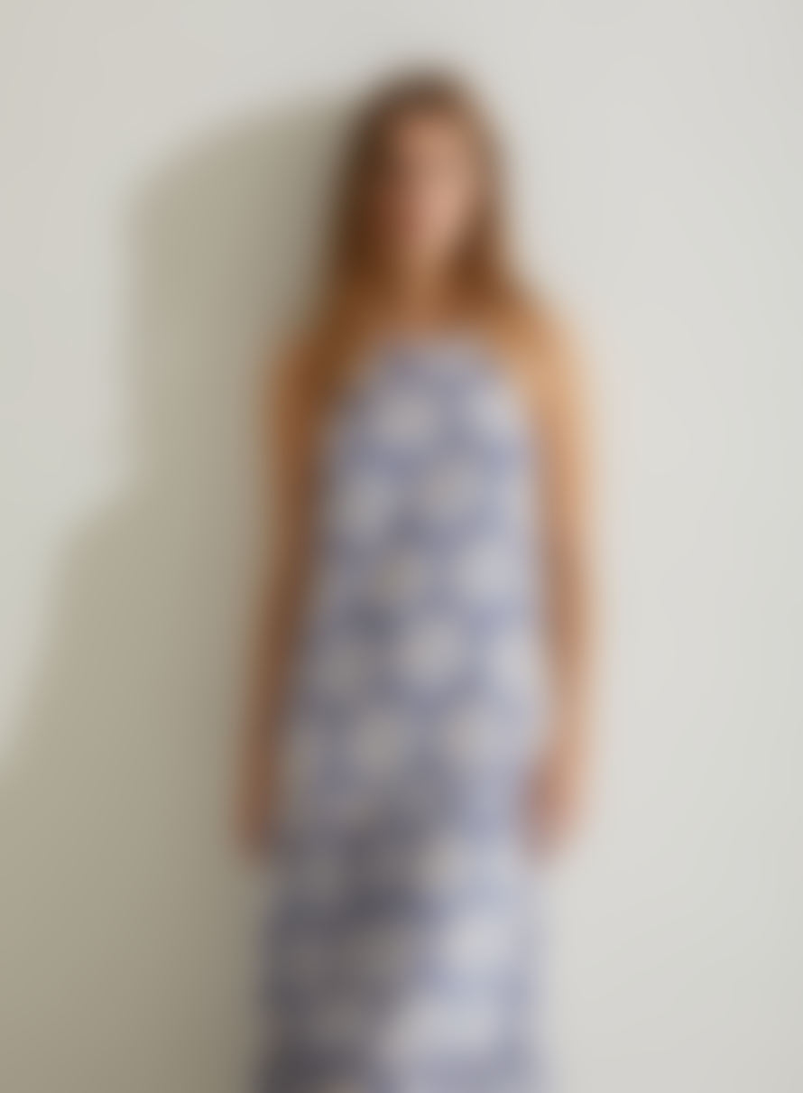 Yerse Lilo Sleeveless Dress In Blue Print From