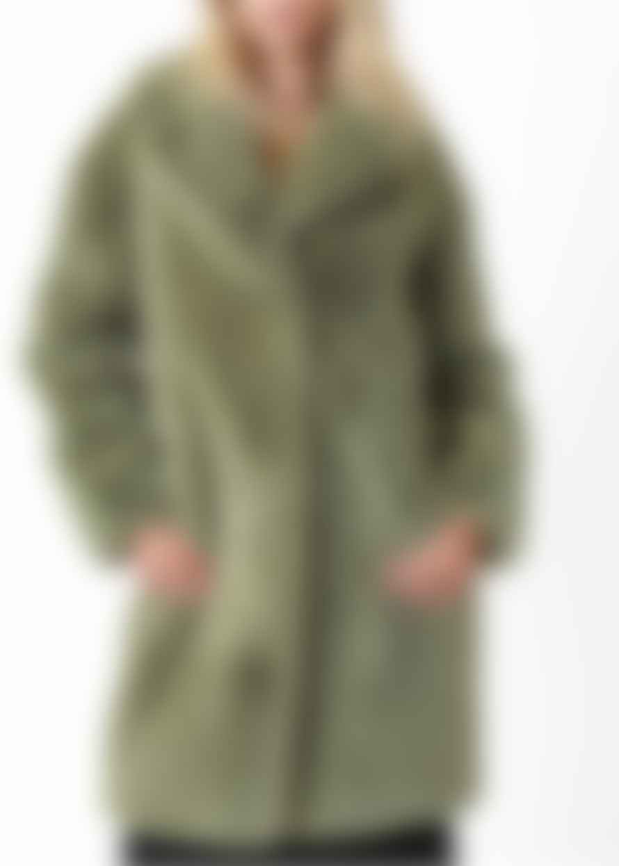 STAND STUDIO Womens Camille Teddy Cocoon Coat In Sage Green