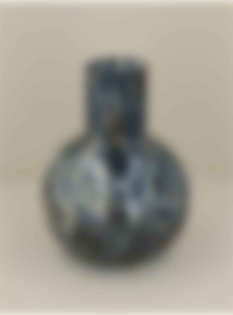 Gisela Graham Small Blue Glass Tortoiseshell Ball Vase 