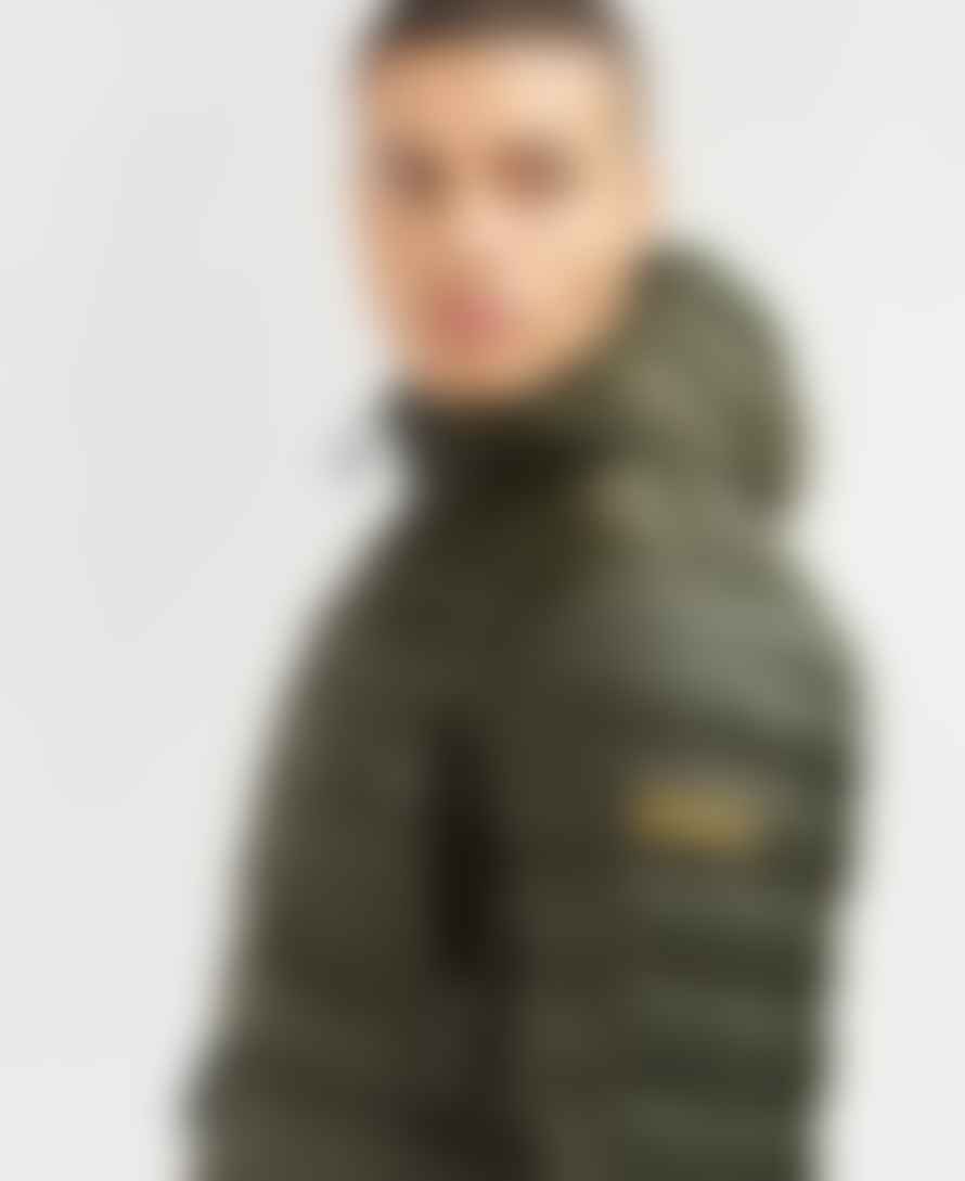 Barbour Sage Green Racer Ouston Quilted Hooded Jacket