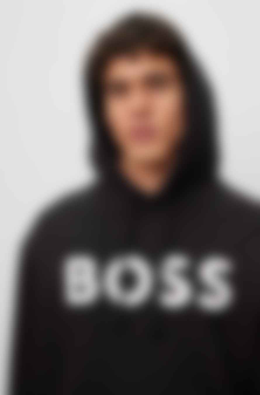 Hugo Boss Black and White Logo Printed Hooded Sweatshirt 