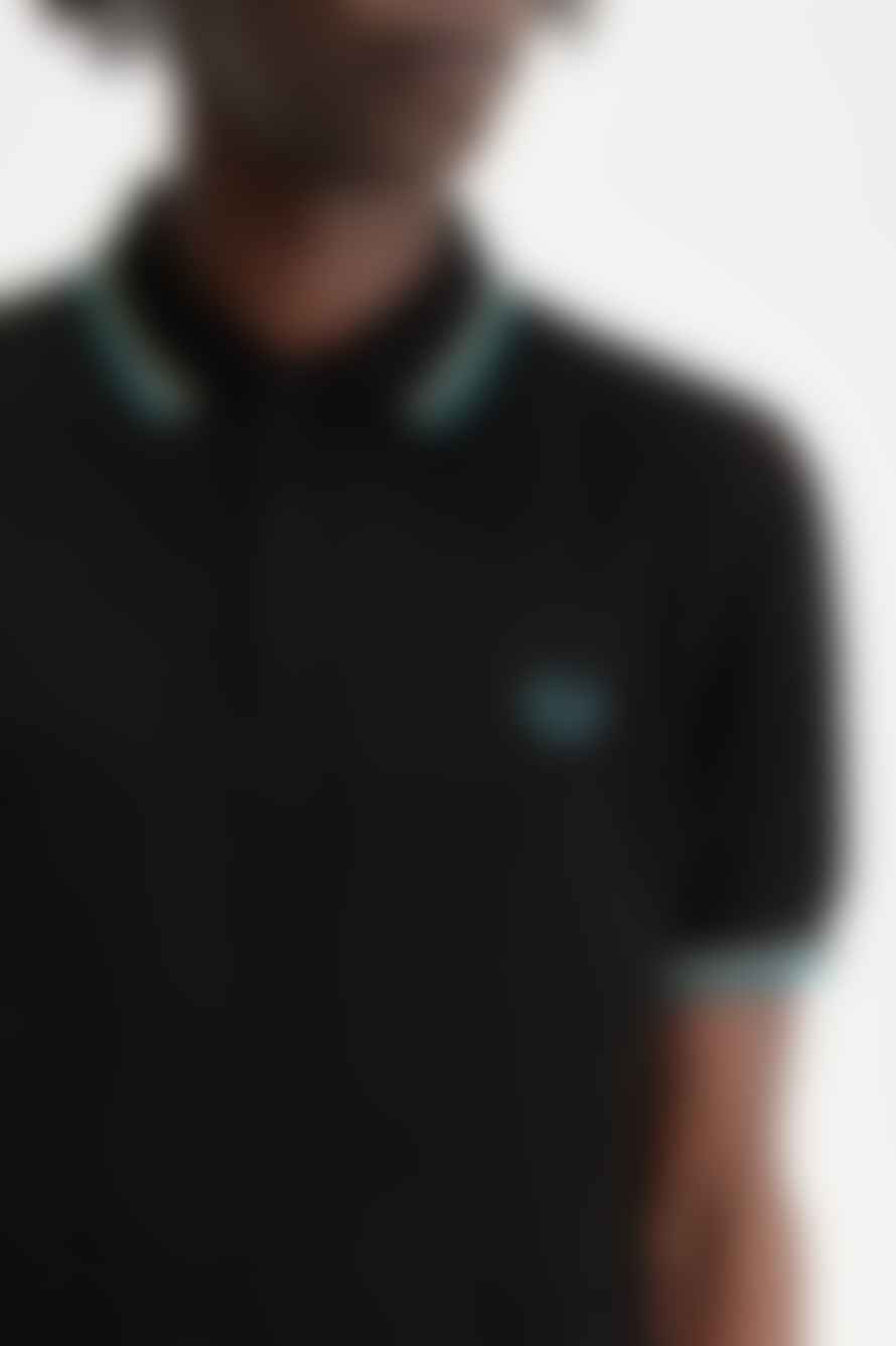 Fred Perry Black and Cyber Blue M3600 Polo Shirt