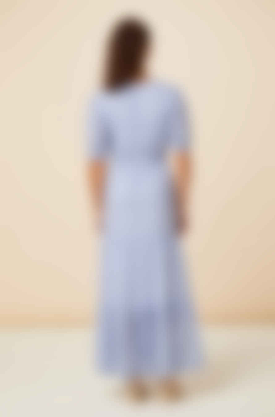 ASPIGA Billie Short Sleeve Dress White/blue