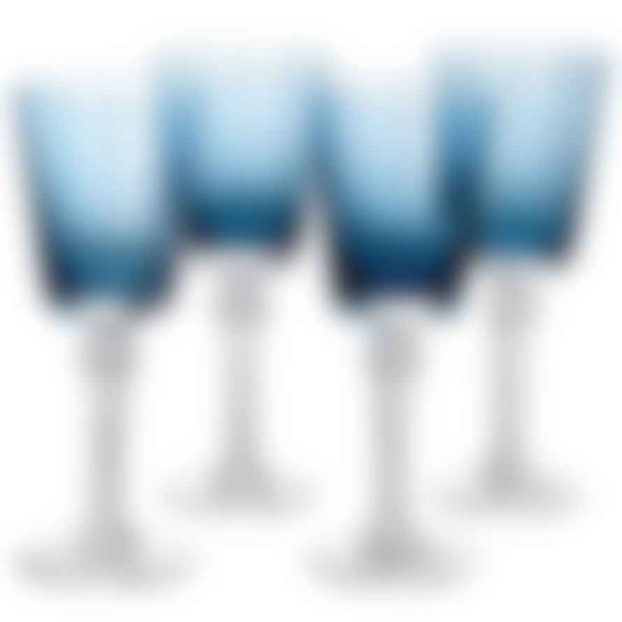 Distinctly Living Blue Champagne Flutes - Set Of 4