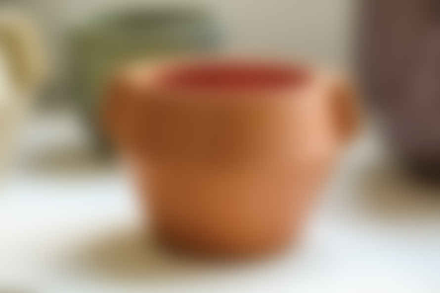 PTMD Large Shaine Orange Ribbed Ceramic Plant Pot