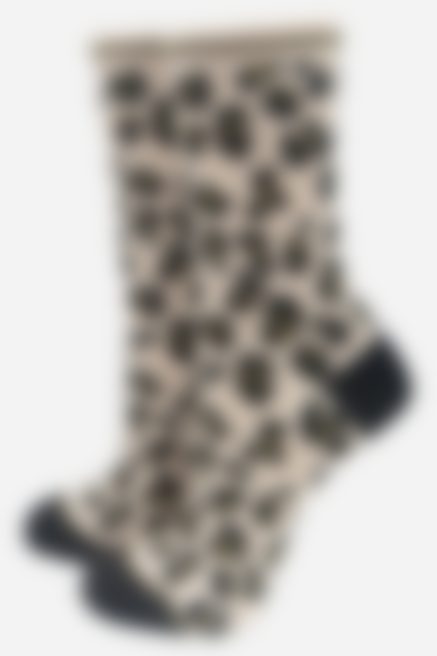 Sock Talk Women's All Over Leopard Print Bamboo Socks Cream
