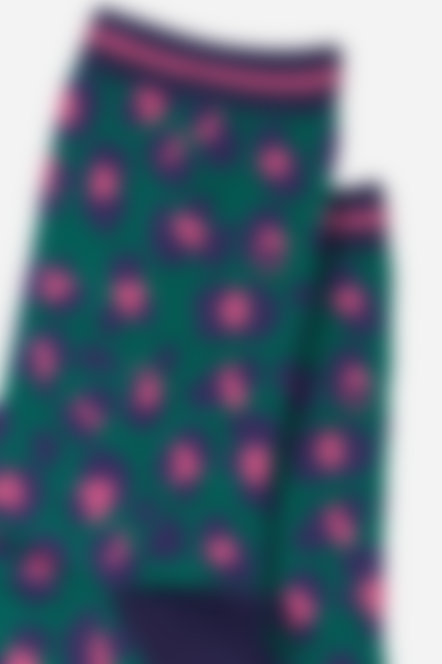 Sock Talk Women's Bamboo Socks Leopard Print Ankle Socks Green Pink
