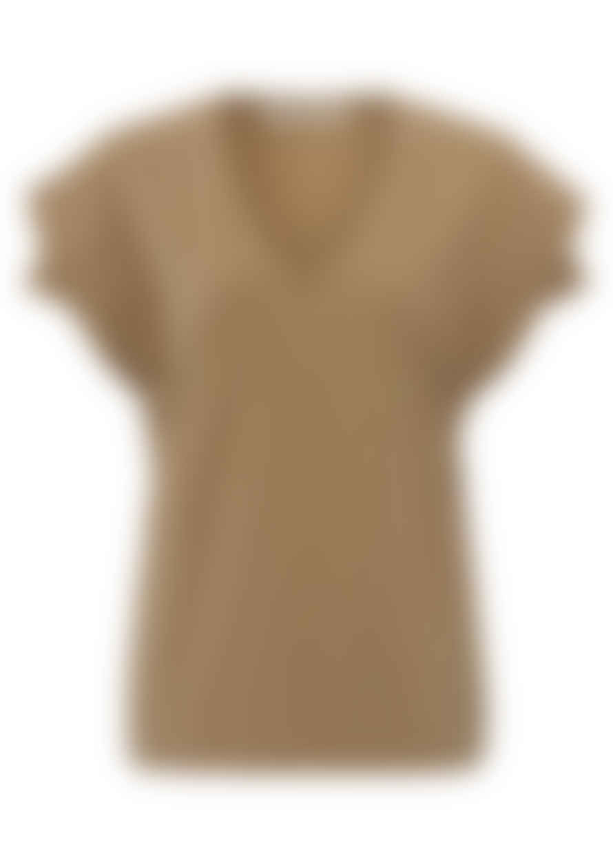 Yaya V-neck Double Sleeve T-shirt Tannin Brown