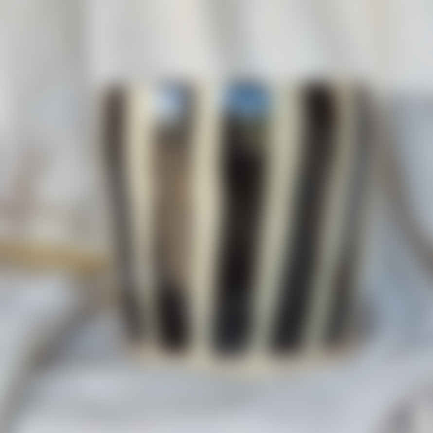 Charlotte Manser Ceramics 8cm Stripe - Black And White Handmade Ceramic Plant Pot