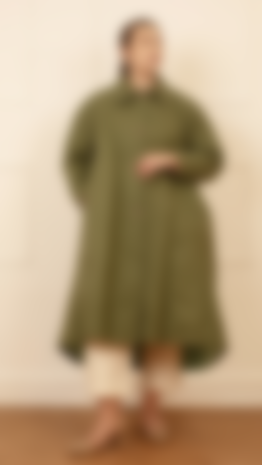 Lora Gene Waxed Cotton Asymmetric Raincoat By
