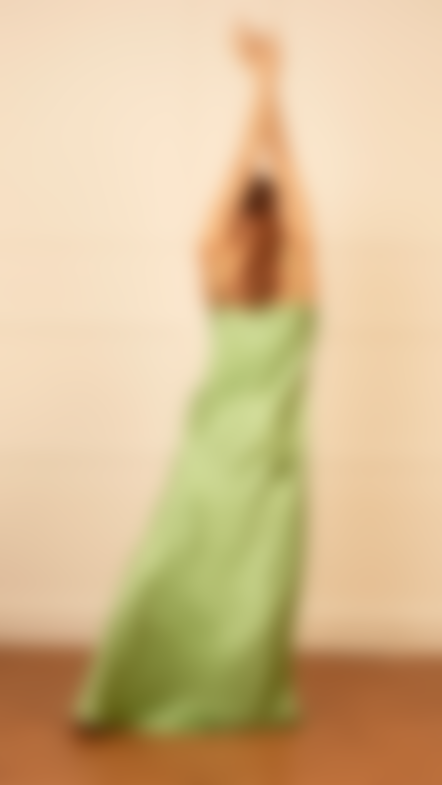 Lora Gene Audrey Maxi Bias Cut Silk Slip Dress In Green