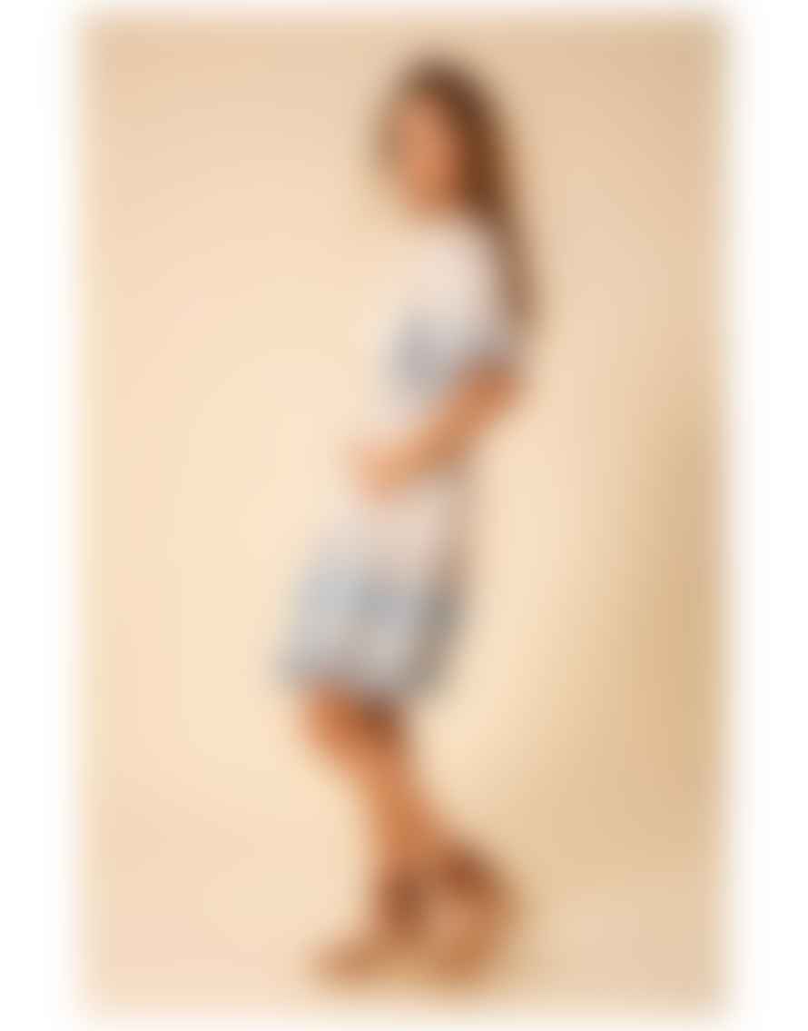 HALEBOB Halebob Multi Pattern Button Short Sleeve Midi Dress Size: L, Col: Blue