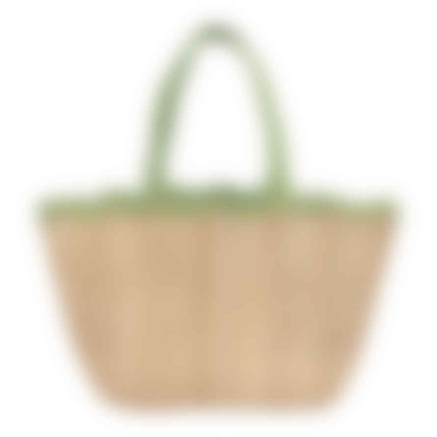 The Braided Rug Company Jute Tote Bag With Green Scallop Edge