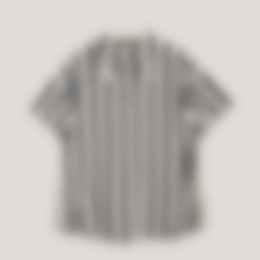 YMC Lena Short Sleeve Shirt Navy Ecru