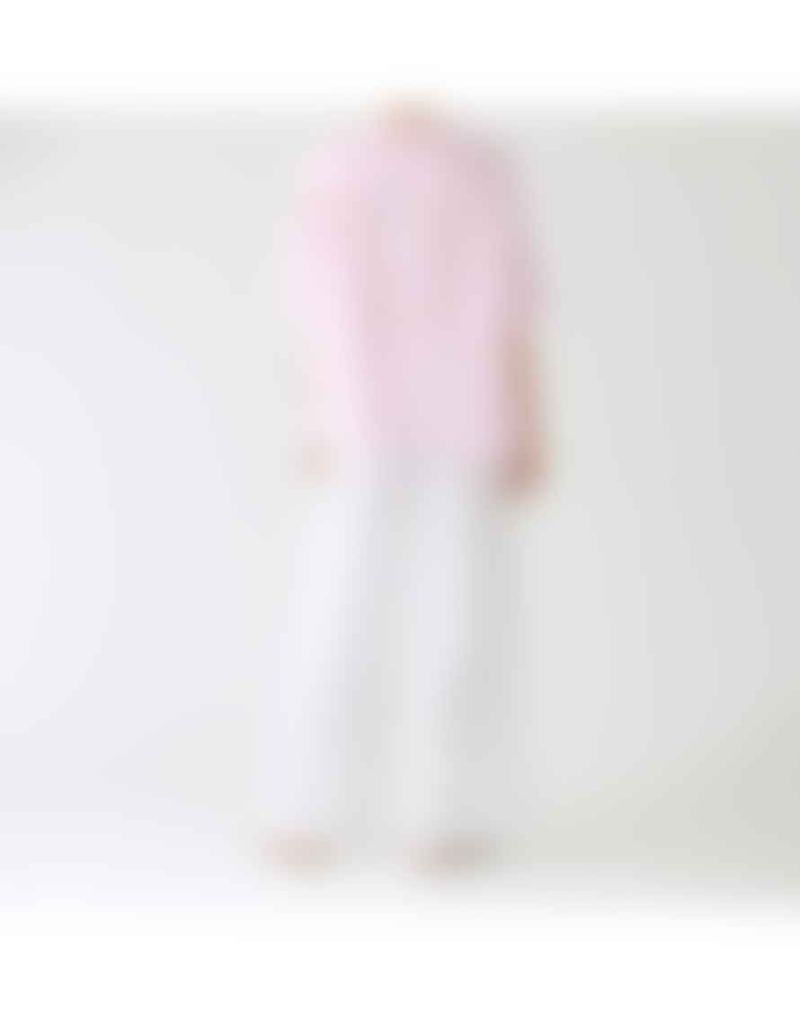 120% Linen Collared Short Sleeve Crop Shirt Size: 12, Col: Rose Quartz
