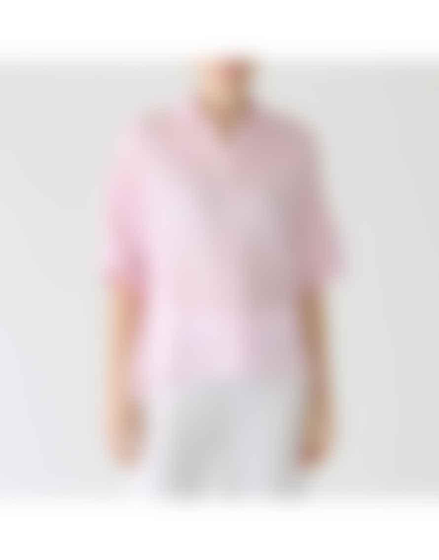 120% Linen Collared Short Sleeve Crop Shirt Size: 12, Col: Rose Quartz