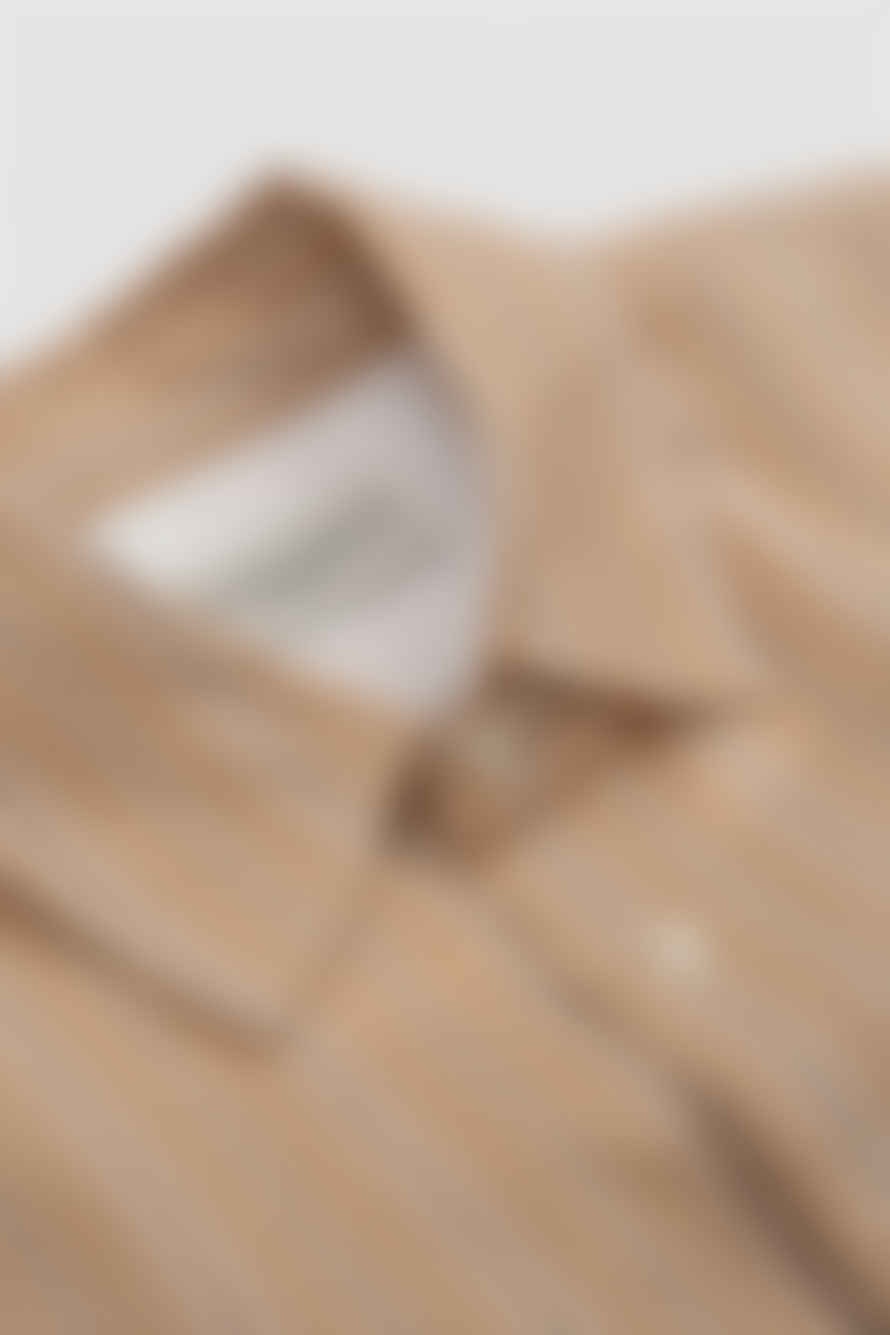 Officine Generale Emory Shirt Cotton Stripe British Khaki/ Ecru/ Grey