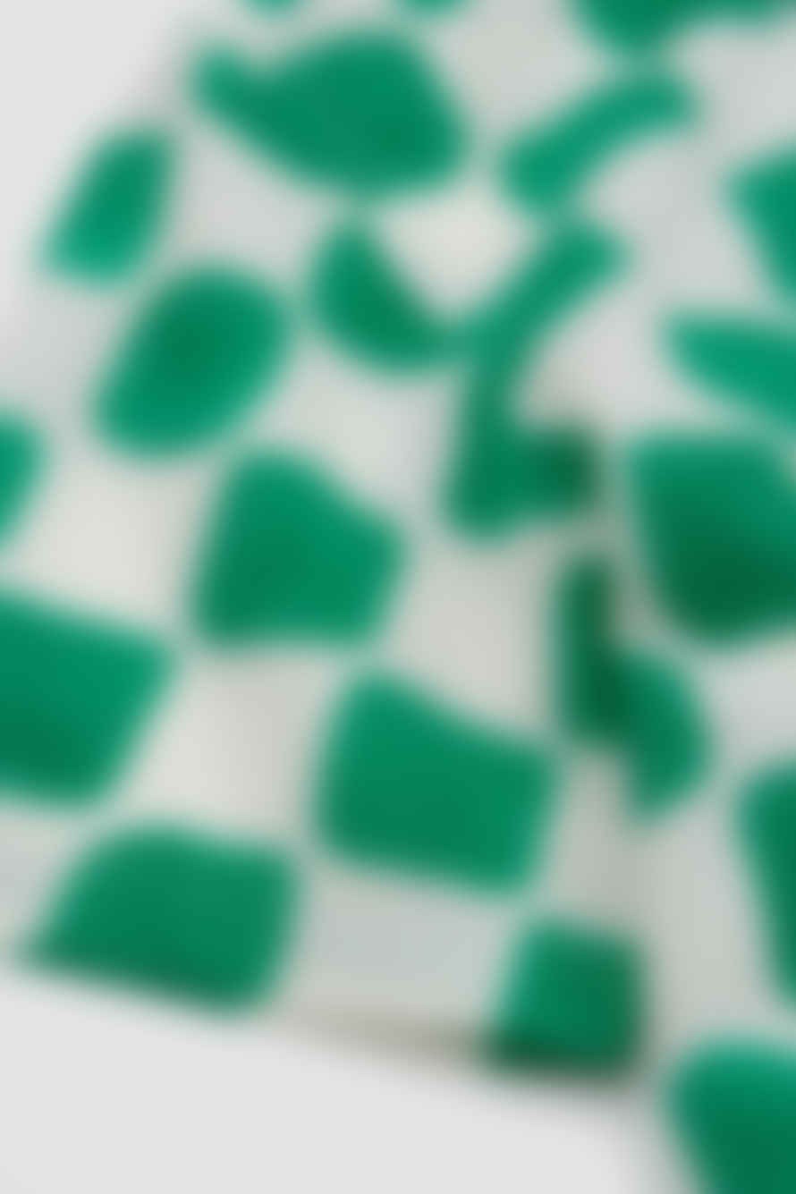 Drake's Camp Collar Checkerboard Block Print Green