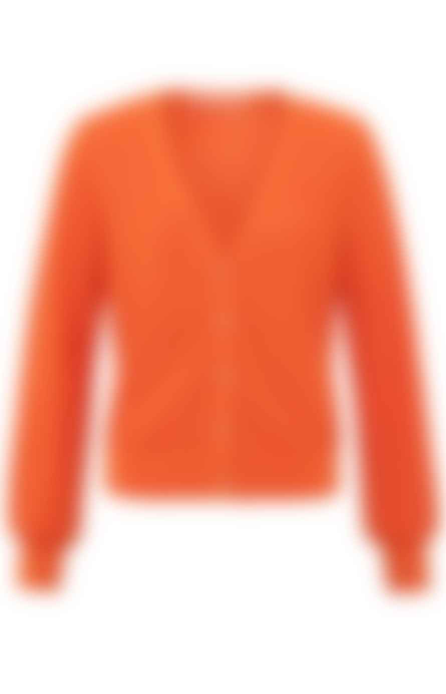 Yaya Cardigan With A V-neck, Long Sleeves And Little Buttons - Exotic Orange