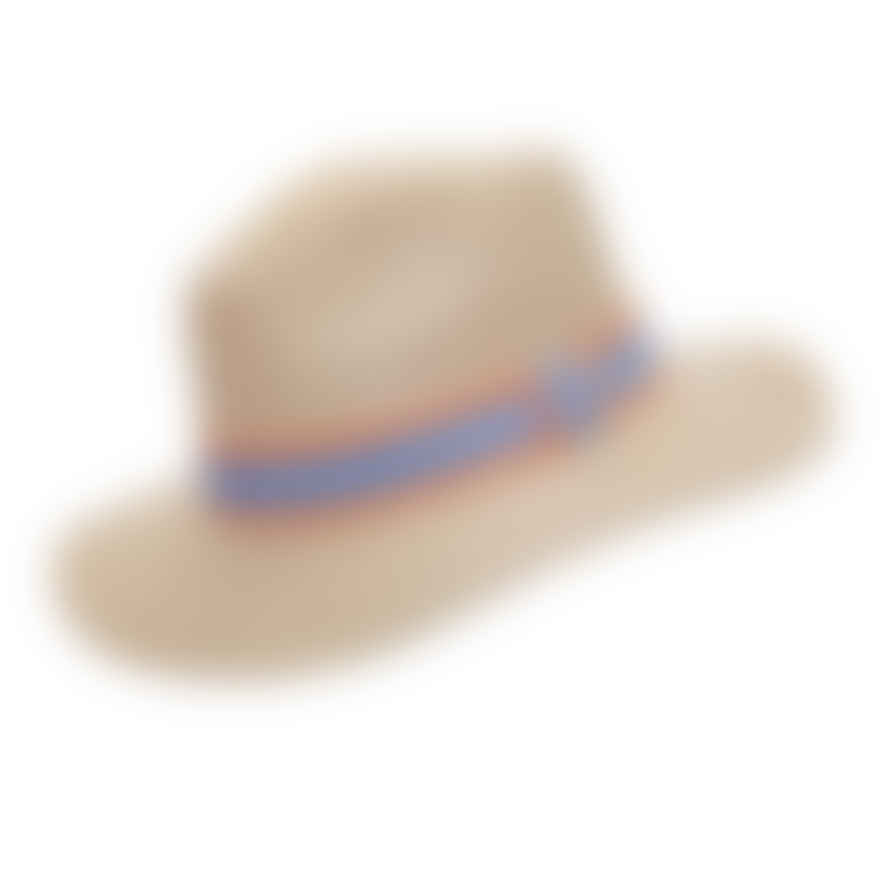 Somerville Panama Hat - Natural Paper With Orange / Grey Band