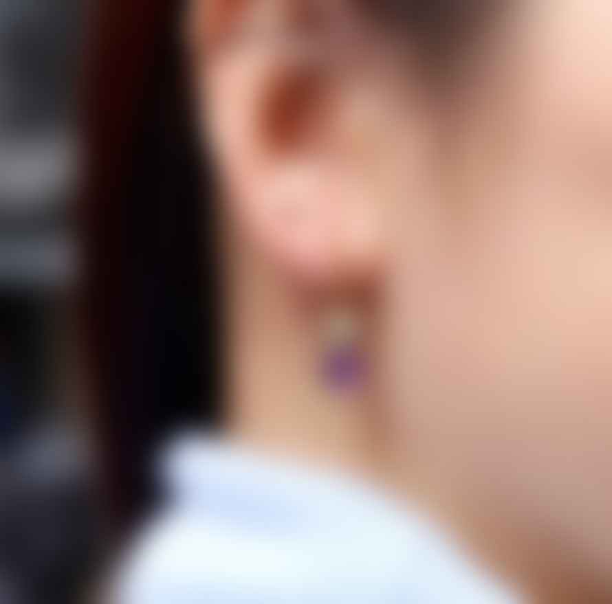 Les Cléias Acier Inoxydable Boucles D'oreilles Pendentif Violet En Acier Inoxydable Doré Pardo