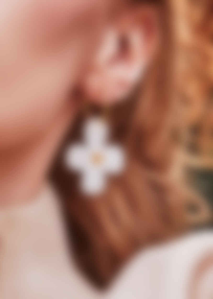 Toolally Daisy Hoop Earrings - Summer White