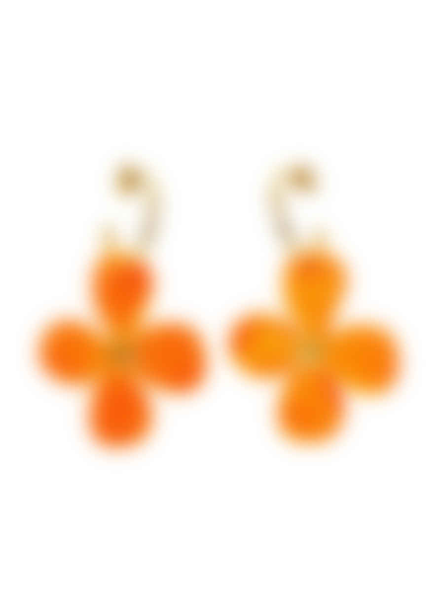 Toolally Daisy Hoop Earrings - Orange Pearl