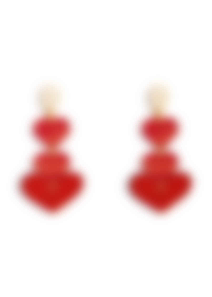 Toolally Heart Drop Earrings - Sienna Red