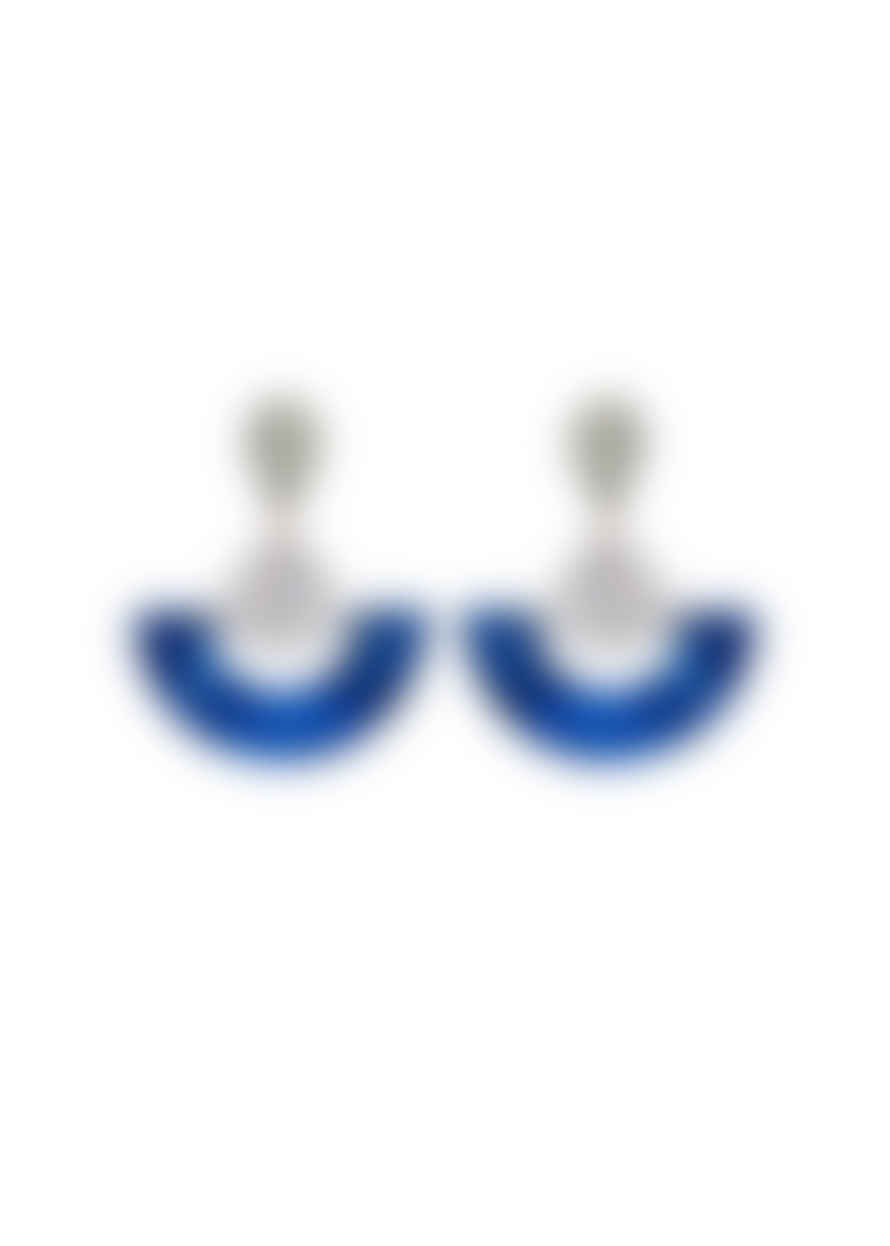 Toolally Mini Fans Earrings - Sapphire Blue Pearl