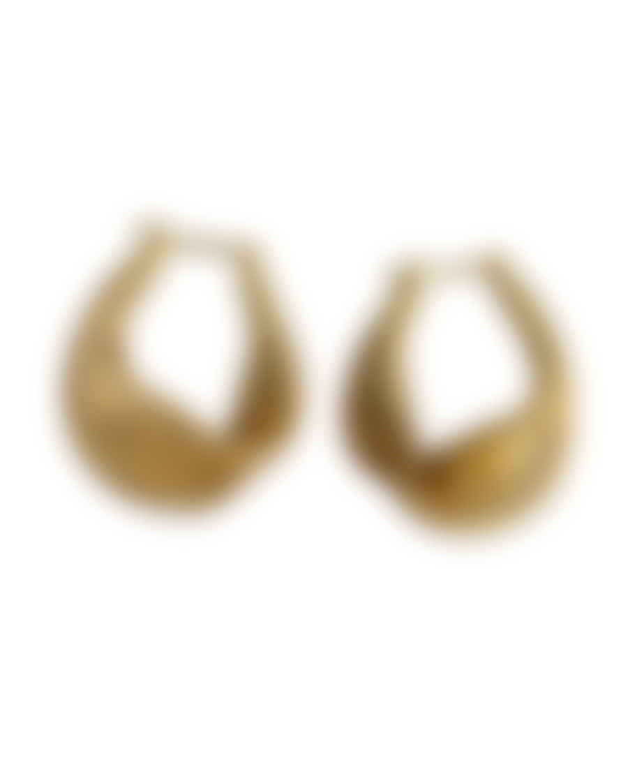 White Leaf - Misshapen Wire Hoop Earrings - 18k Gold Plate