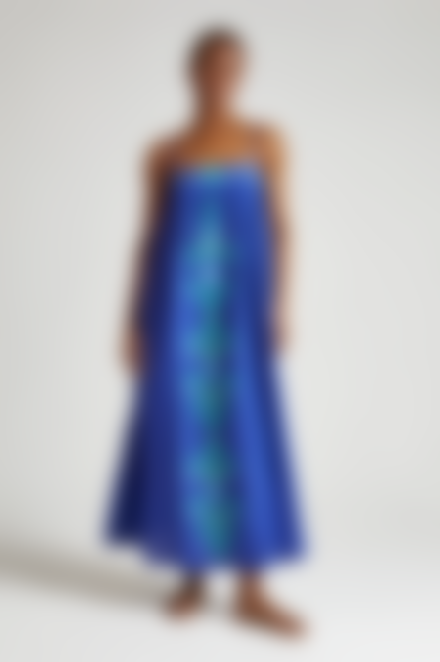 Raffya Thea Embroidered Blue Dress