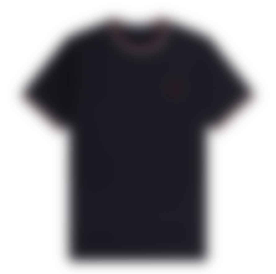 Fred Perry Twin Tipped Tee Navy, Snow White & Burnt Red