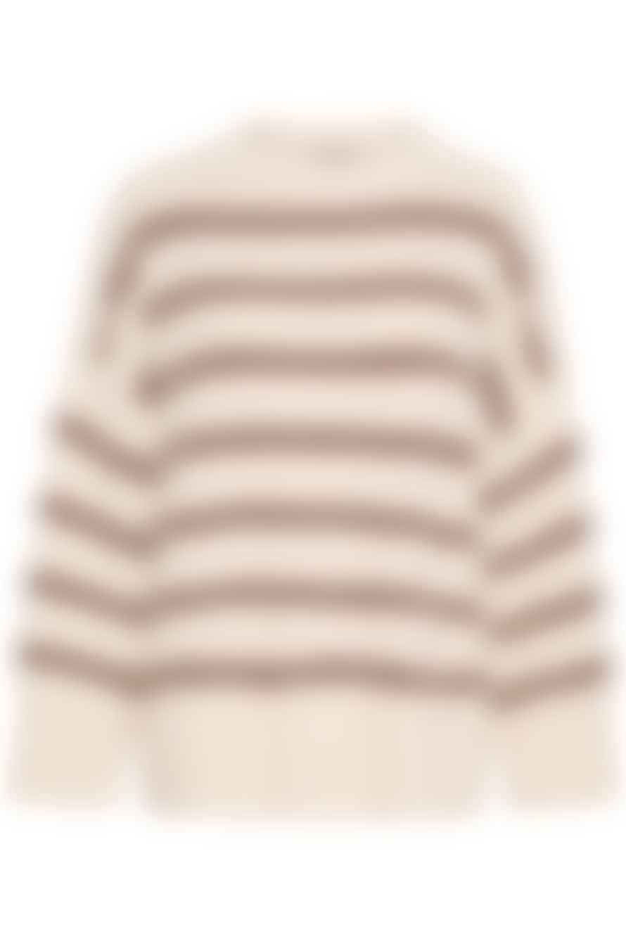 Soaked in Luxury  Slravalina Stripe Pullover | White And Walnut