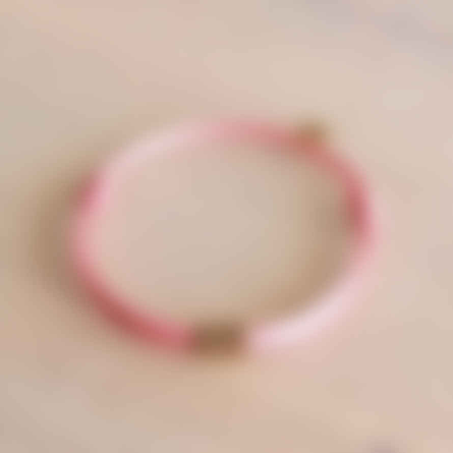Bazou Satijnen Armband Met Ringen — Roze/goud