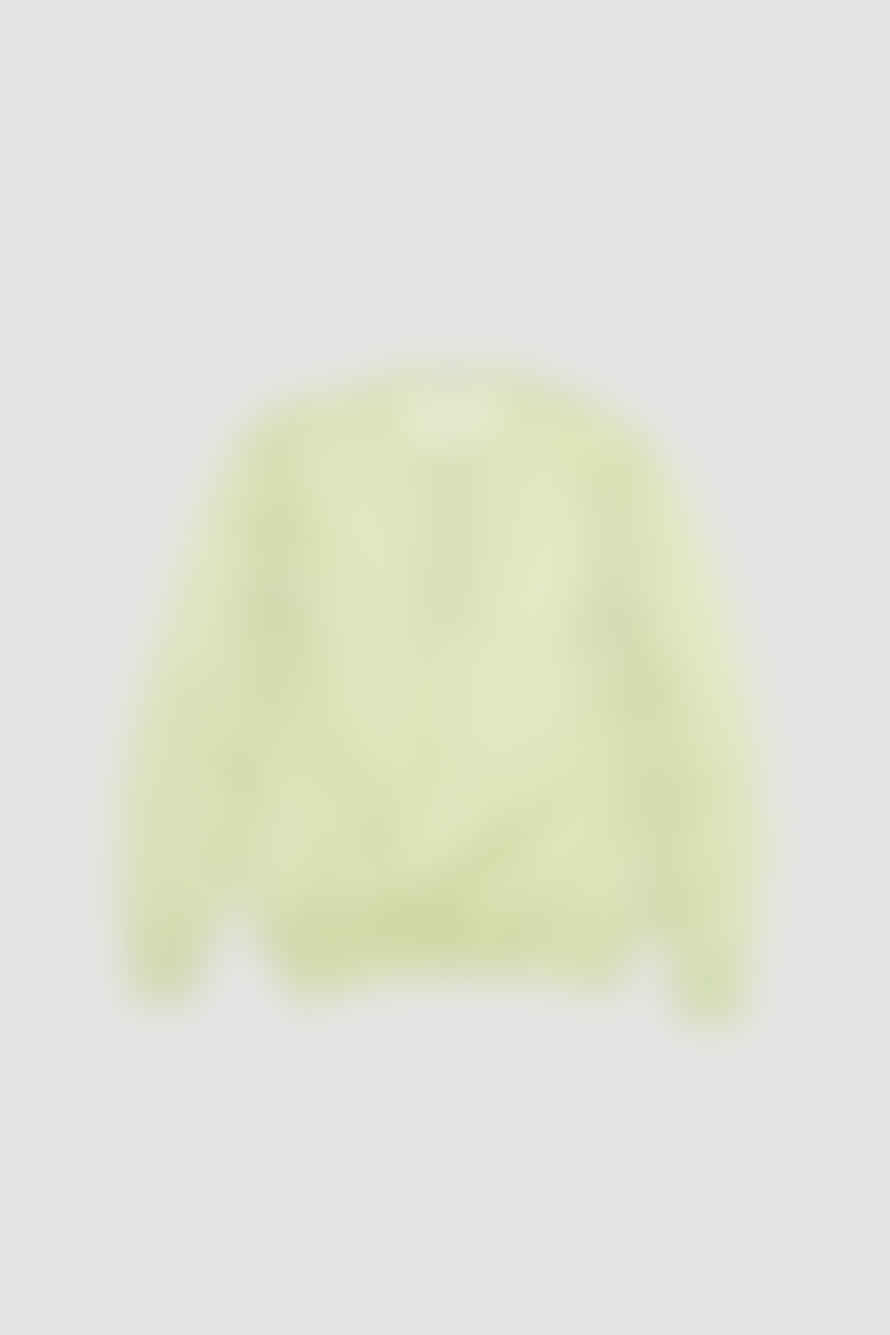 Auralee Wool/silk Knit Henley Neck Pullover Lime Yellow