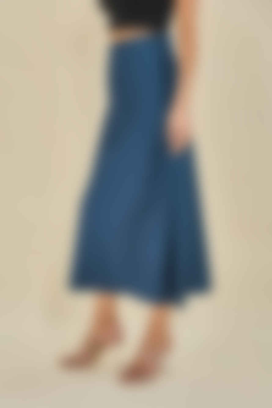 COPPEROSE Sienna Satin Skirt - Blue