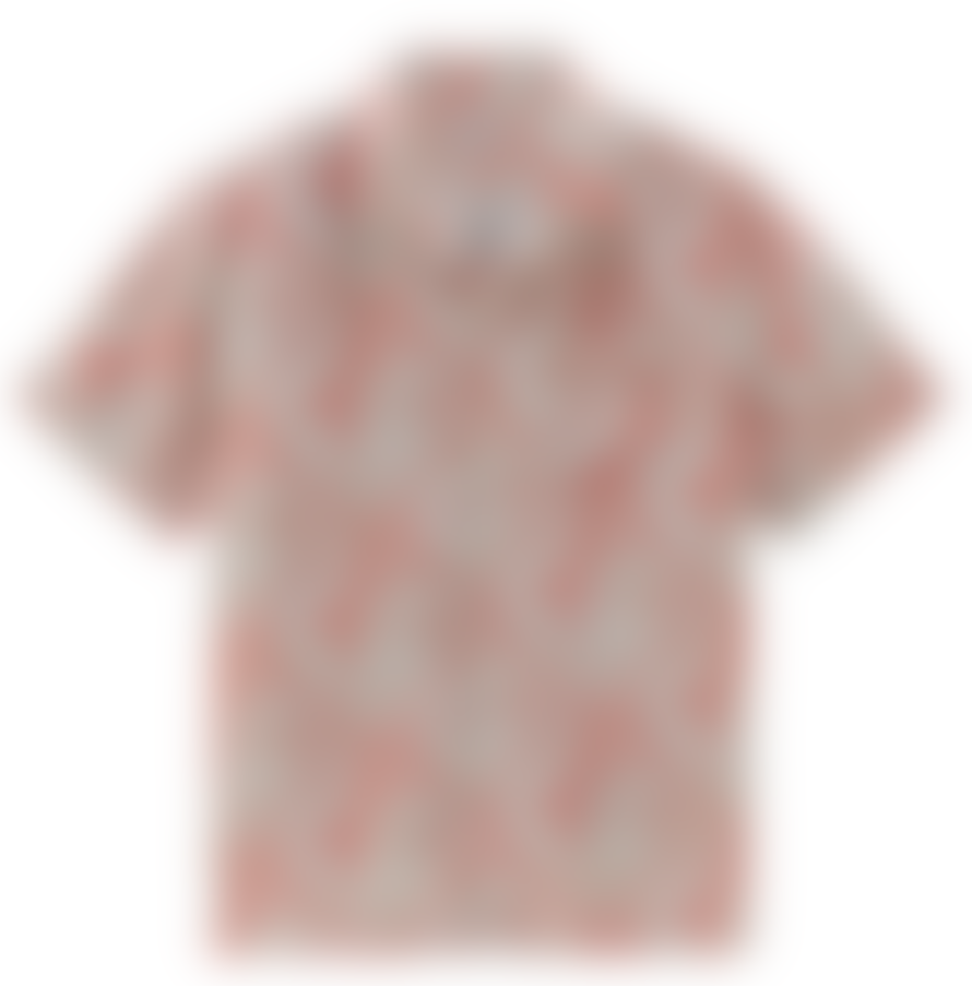 Woolrich Male Tropical Print Bowling Short Sleeve Shirt Coral Sand