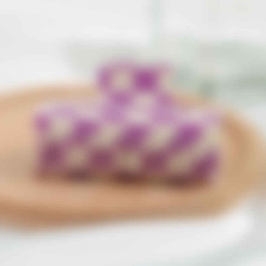 The Diva Soap | Checkerboard Square Hair Clip | Purple & White