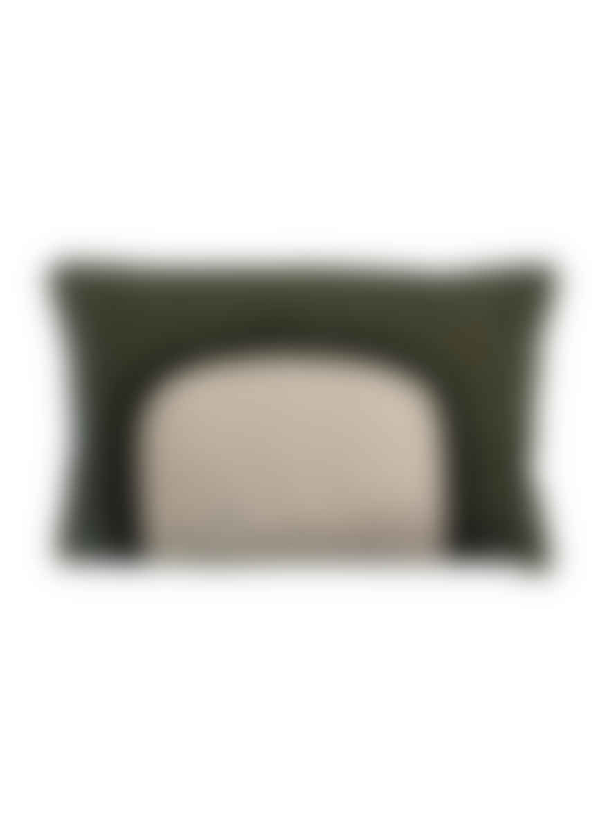 Viva Raise Laly Linen & Cotton Embroidered Cushion In Olive - 40 X 65