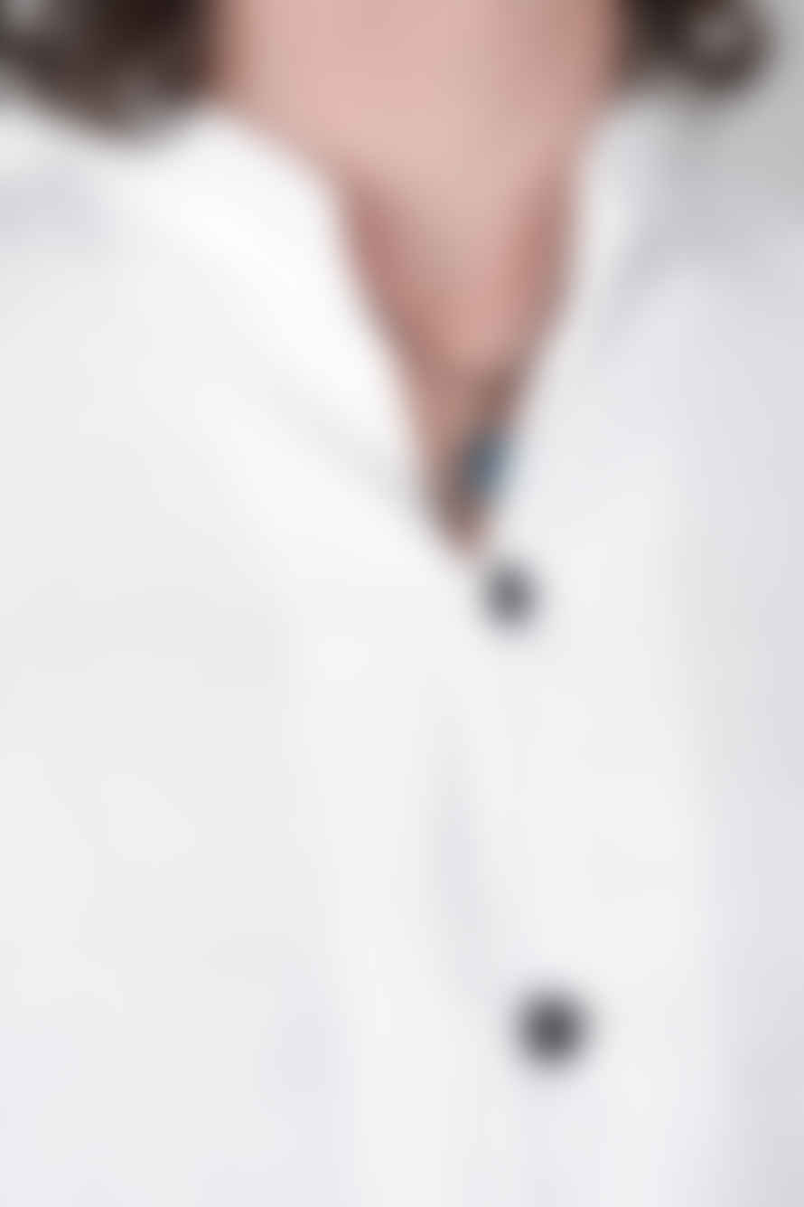 Hannes Roether Open Collar Linen Shirt White