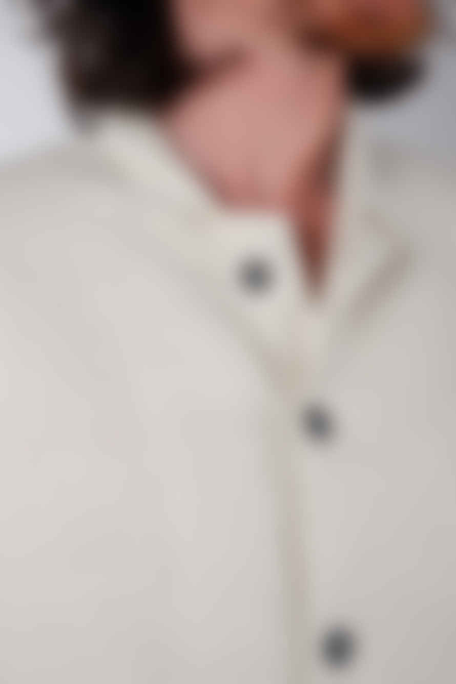 Hannes Roether Mandarin Collar Linen Shirt Beige
