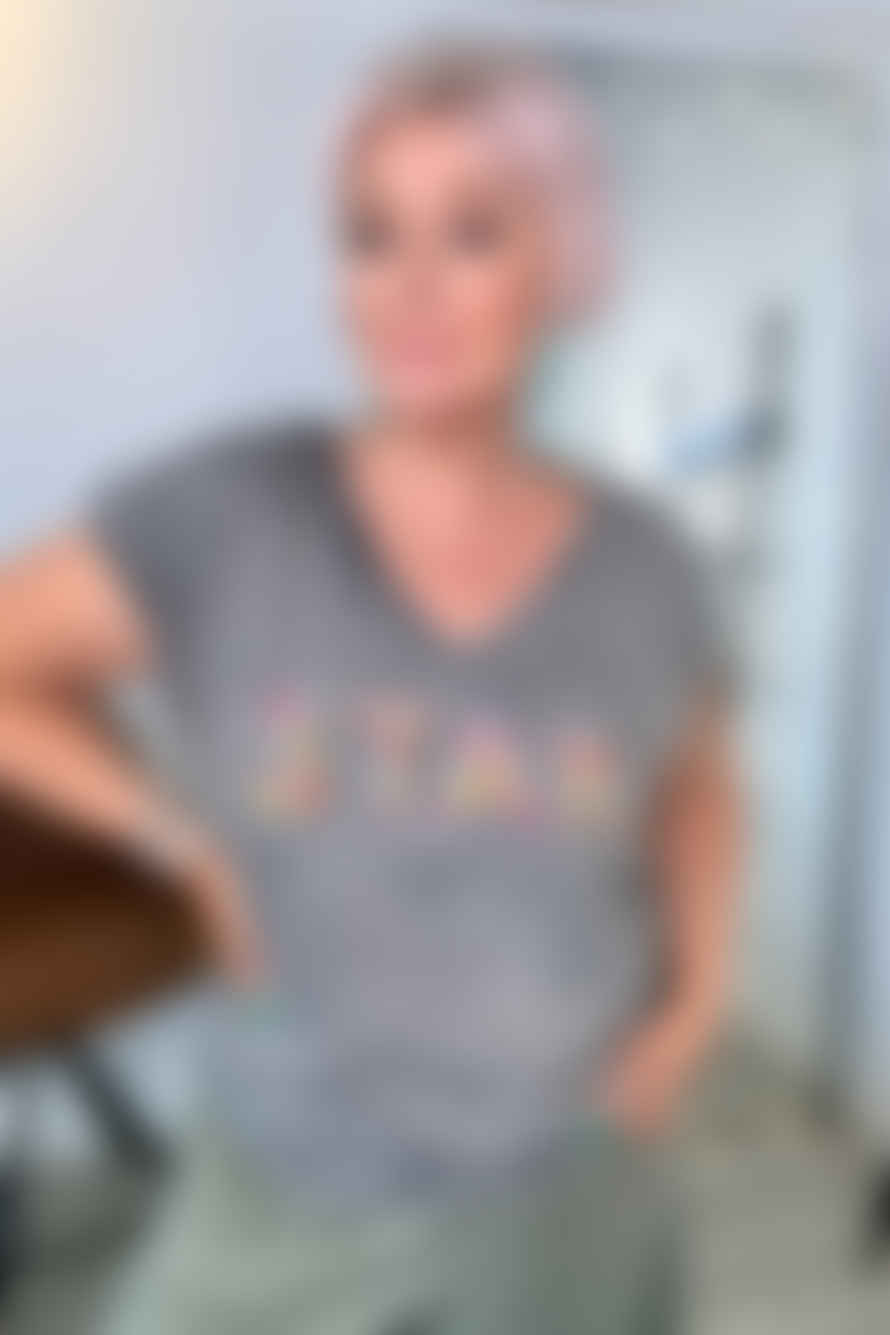 Unique Woman Grey Acid Wash Star T-shirt
