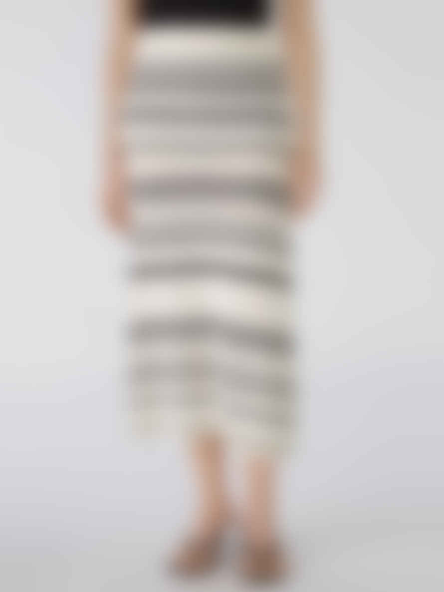 Oui Knitted Midi Skirt Off White & Black
