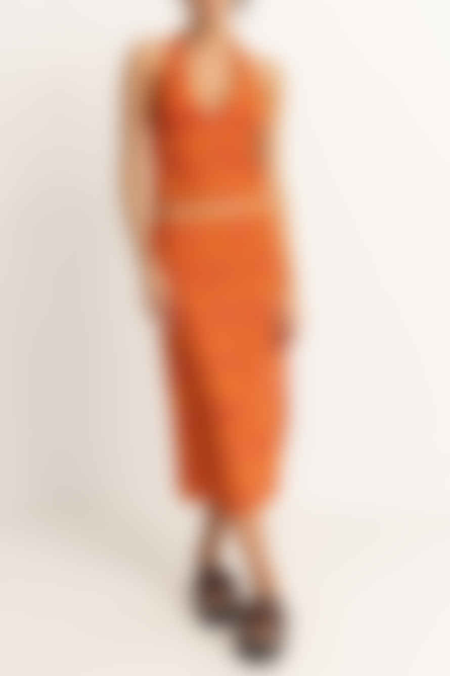 Rhythm. Orange Adia Paisley Low Rise Midi Skirt