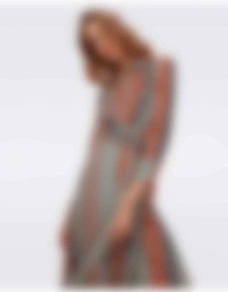 Diane Von Furstenberg Diane Von Furstenberg Sana Two Ibiza Stripe Button Up Wrap Dress Col: