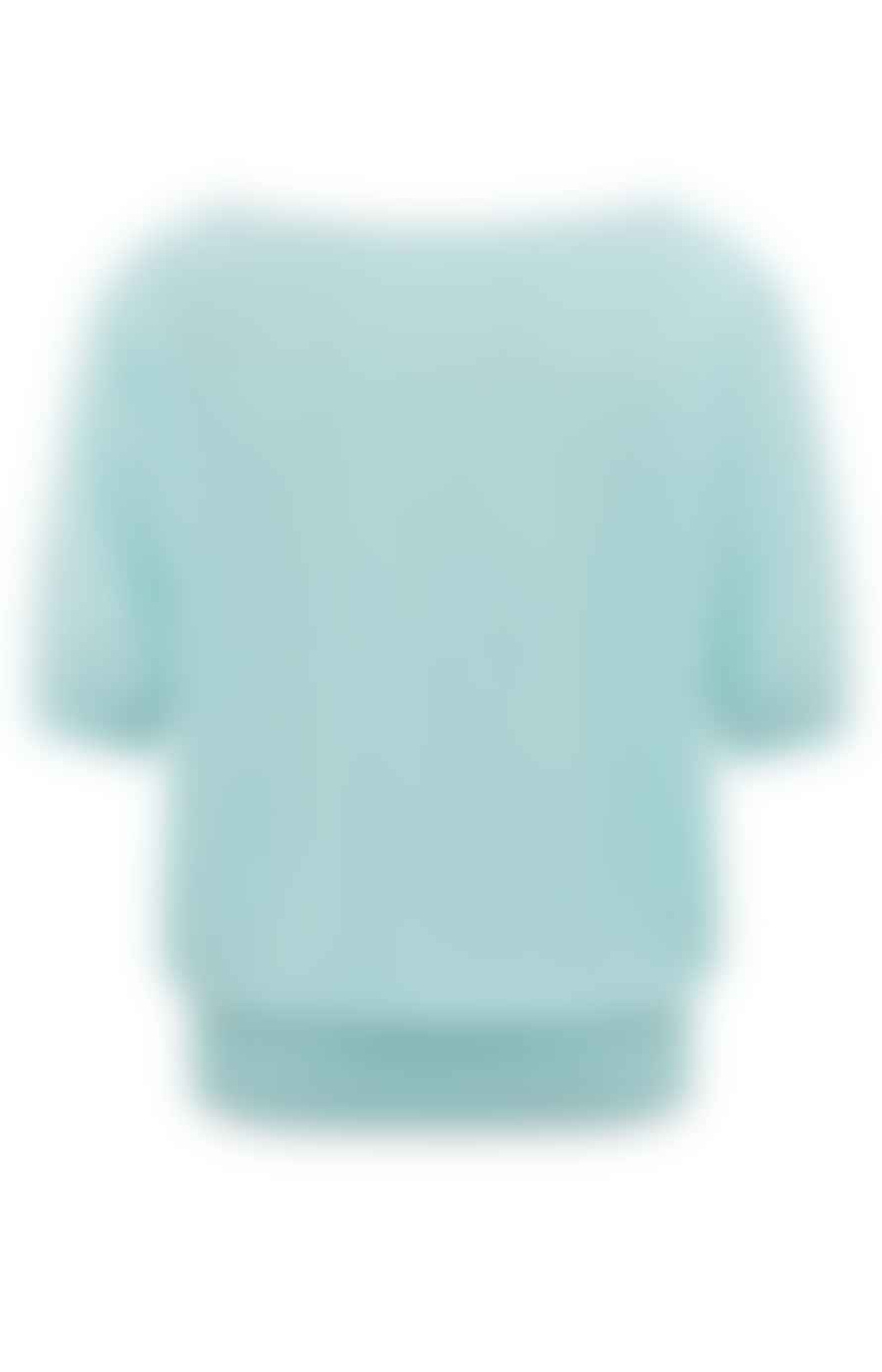 Yaya Sweater With V-neck & Half Long Sleeves | Iced Aqua Blue